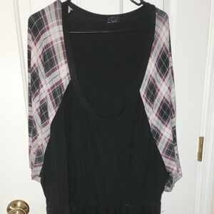 Super Soft Plaid Sleeve Skater Dress Size 6